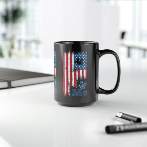 New US Citizen Custom black mug 15oz - American flag